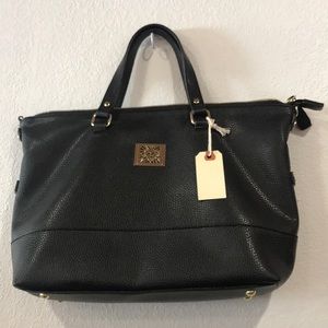 Anne Klein black leather handbag